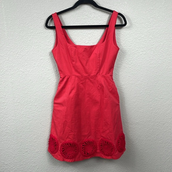 New Elexiay Kogi Crochet Embellished A Line Mini Dress Square Neck Red Sz S - Picture 4 of 16